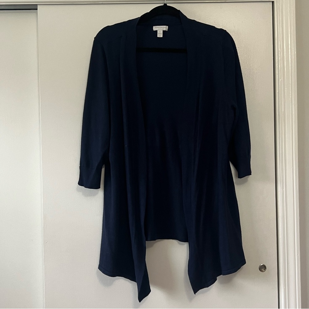 Charter Club Navy Open Cardigan